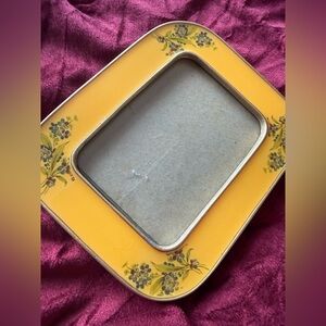 Vintage Bucklers Fifth Avenue Enamel Picture Frame Mustard Yellow Floral